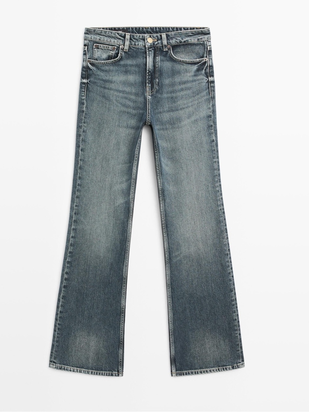 zara MID-RISE STRAIGHT-LEG FLARE FIT